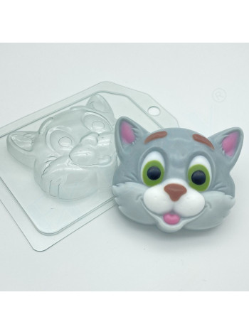 Кот мультяшная морда  - формочка для мыла 