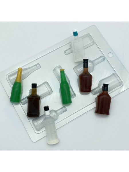 Бутылки МИНИ - форма для мыла пластиковая