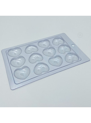 Сердце 40 (12 ячеек) - форма пластиковая для мыла, шоколада, свечей