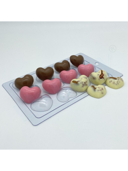 Сердце 40 (12 ячеек) - форма пластиковая для мыла, шоколада, свечей