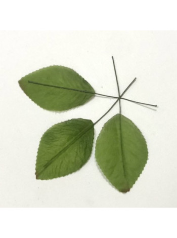 Лист розы шелковый средний 3 шт - зелень для мыла