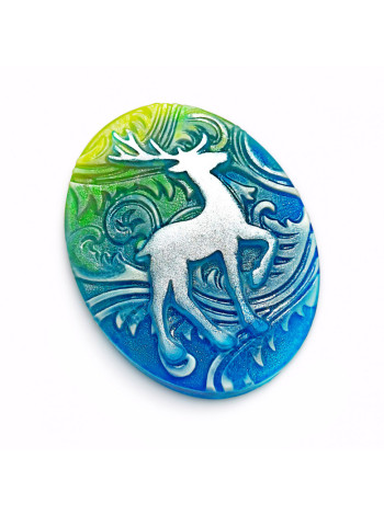 Олень на морозном узоре - формочка для мыла ручной работы