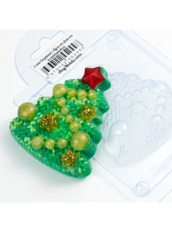 Елка вязаная с бусами - формочка для мыла ручной работы