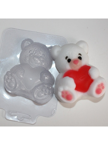 Мишка с сердцем - формочка для мыла