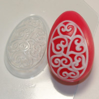 Яйцо Орнамент сердечки-завитушки - форма для мыла пластик (Россия)