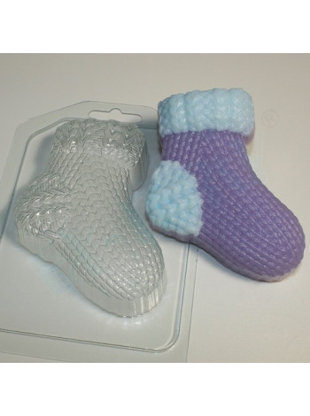 Носок вязаный правый — формочка для мыла и шоколада ручной работы