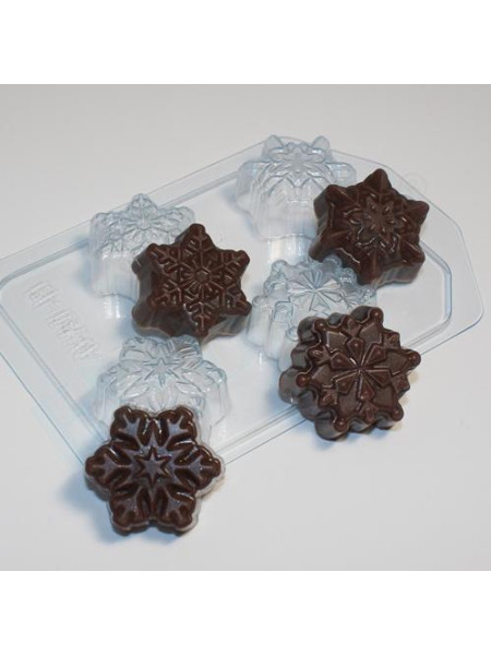 Снежинки мини — форма пластиковая для мыла, шоколада