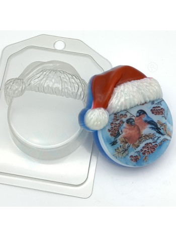 Круг в новогодней шапке - форма для мыла пластиковая