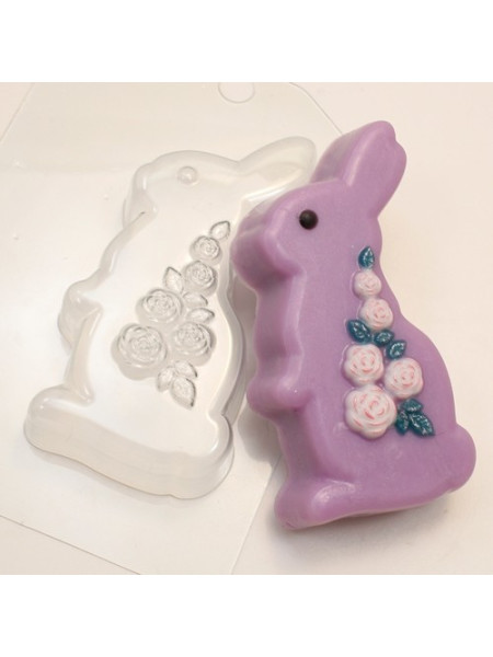 Кролик/Розы - форма для мыла пластиковая