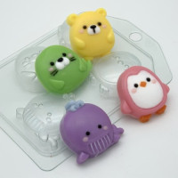 Зверюшки мультяшные МИНИ - форма для мыла 