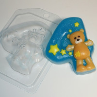 Цифры/4 с мишкой - форма для мыла