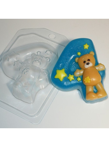 Цифры/4 с мишкой  - форма для мыла купить