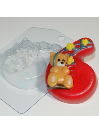 Цифры/6 с мишкой  - форма для мыла купить