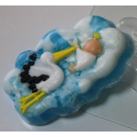 Аист с младенцем - форма для мыла пластиковая