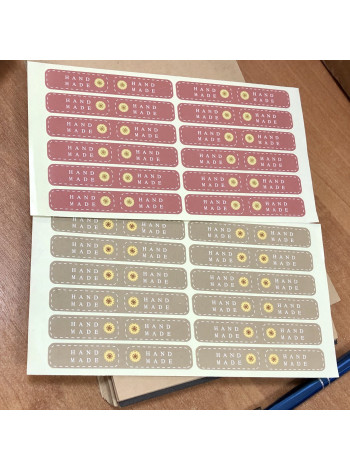 Стикеры Hand made с кнопочкой для упаковки мыла и подарков